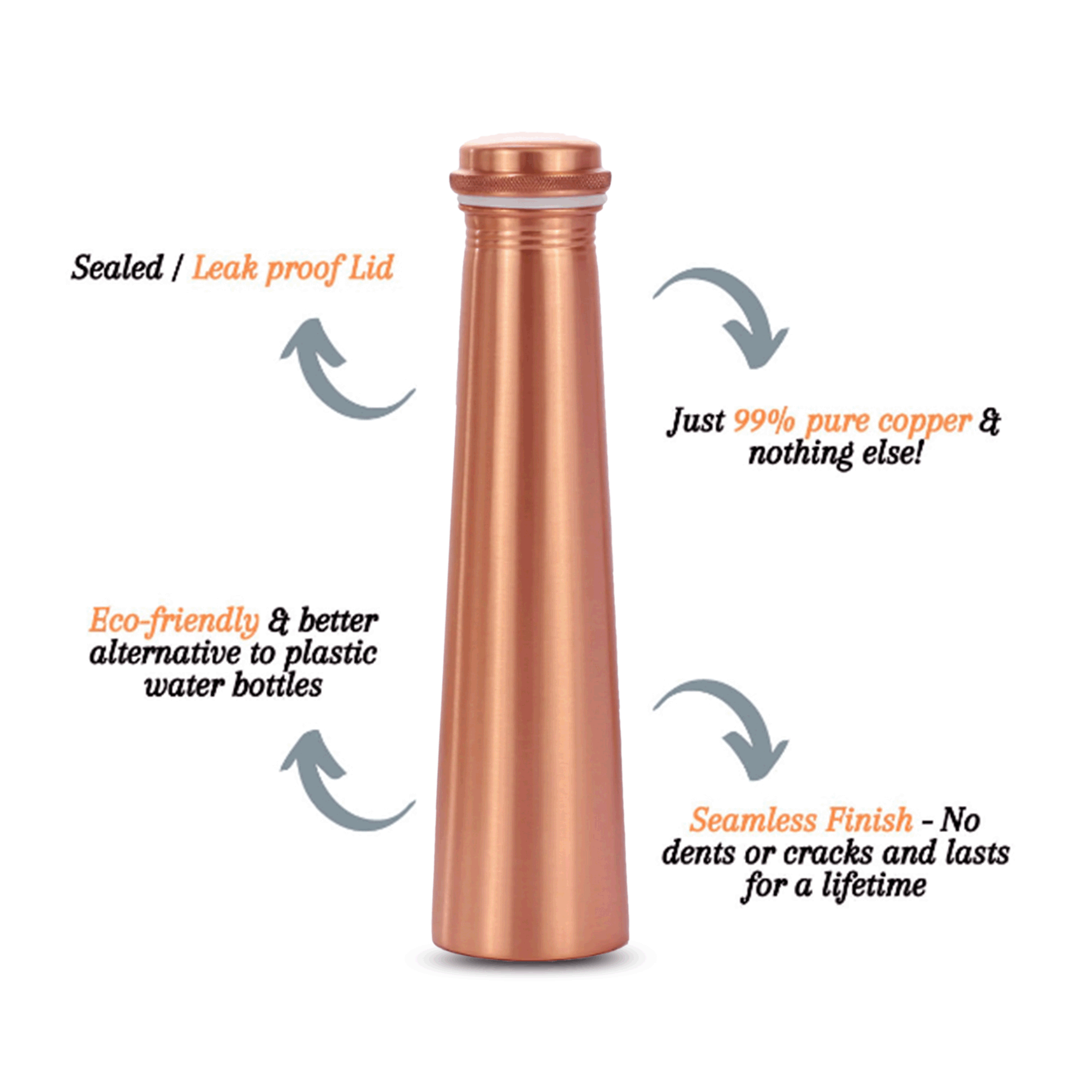 Pure copper water bottles set of 2