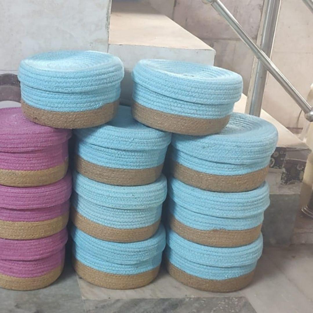 Colourful Jute Basket with Lid PB