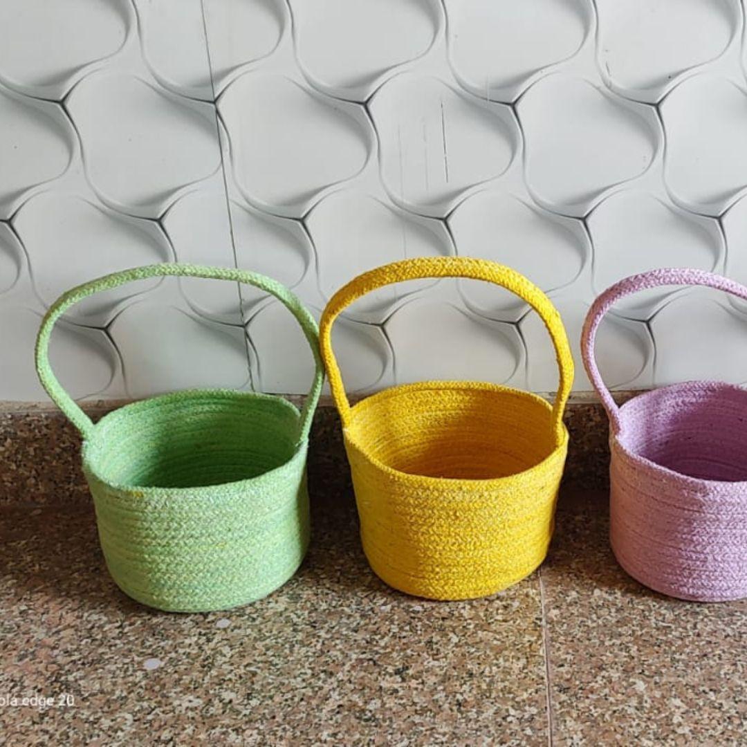 Candy Pop Jute Basket with Handle