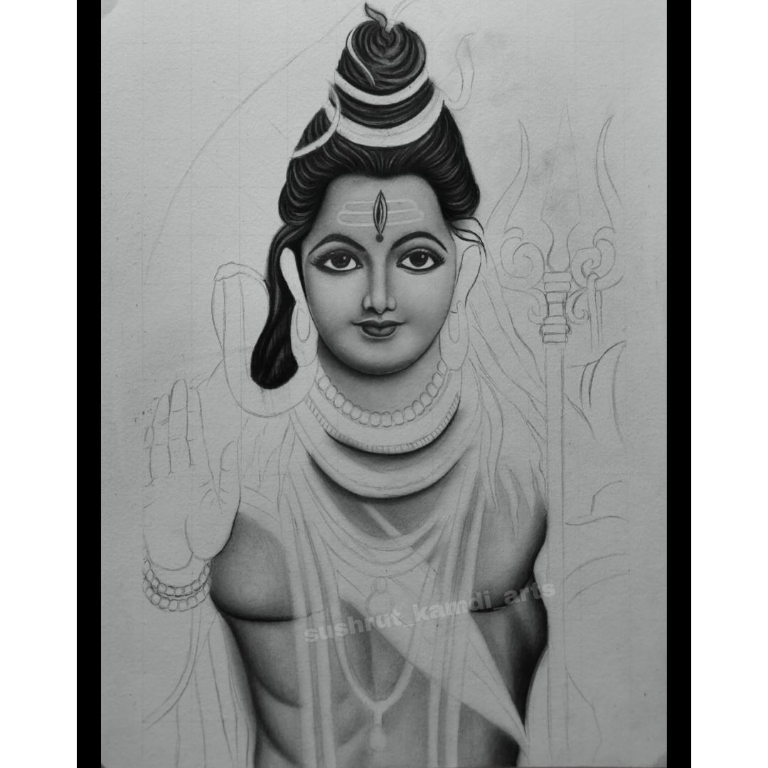 Lord Shiva Pencil  Graphite Sketch Art on Paper Drawing by Tony Sharma   Saatchi Art