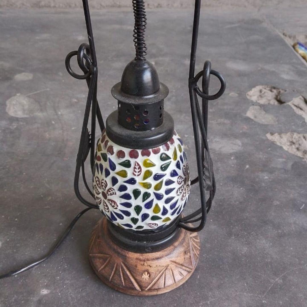 Floral Antique Glass Lantern
