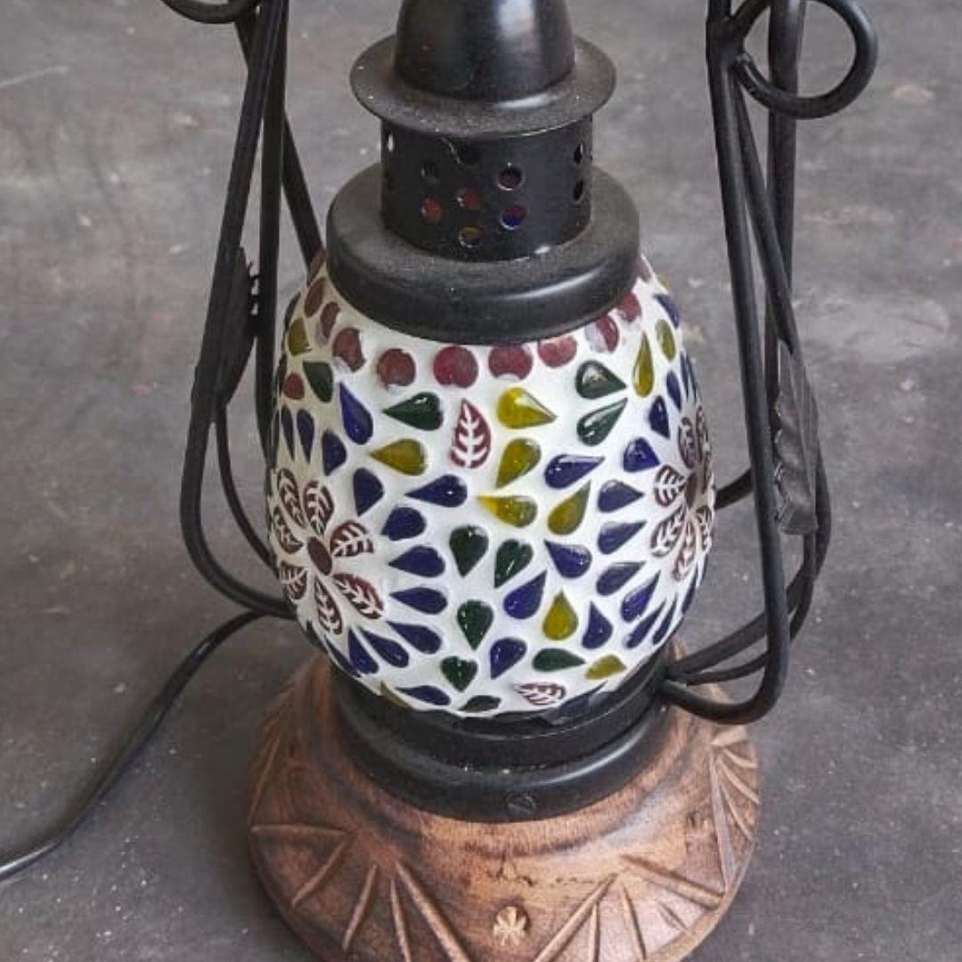 Floral Antique Glass Lantern
