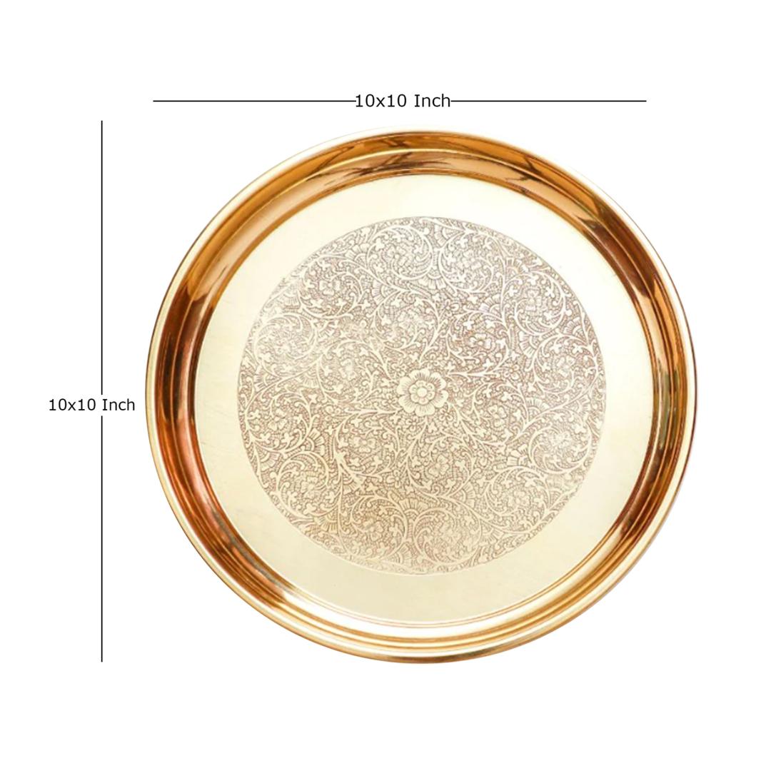 pure brass serving Thali or Dinner Plate 10 Inches
