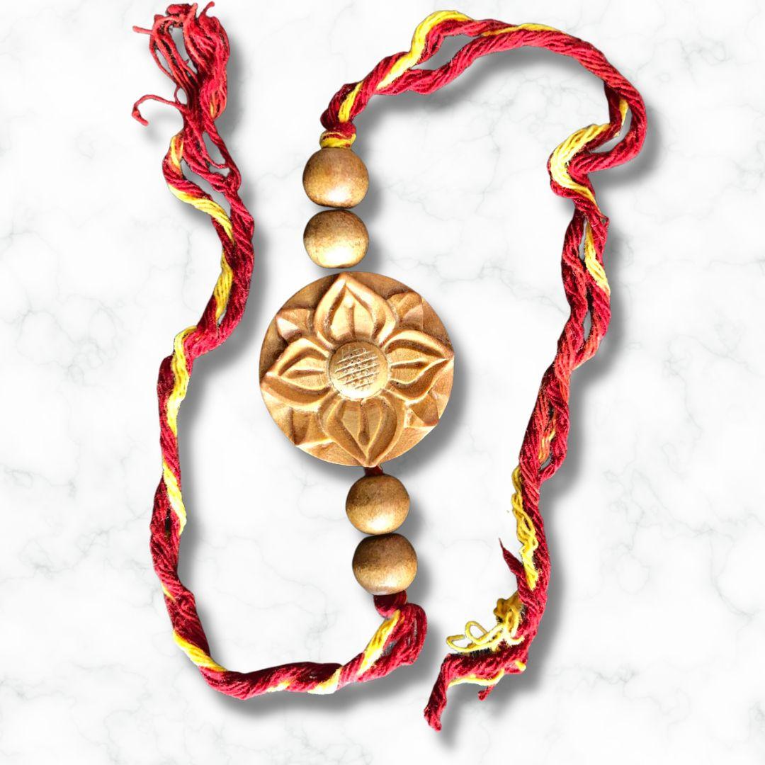 Lakshmi Floral Wooden Rakhi