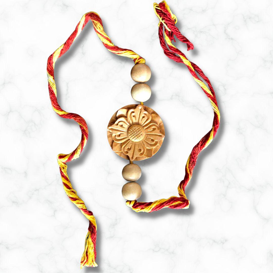 Hanuman Floral Wooden Rakhi