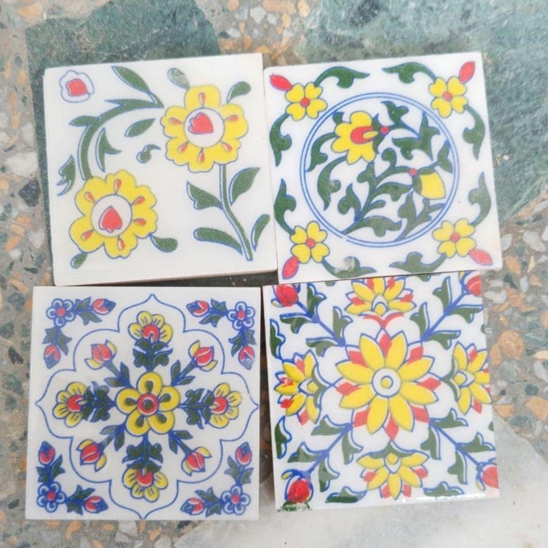 2 by 2 ceramic tiles for interior design 100 pcs in 9 colour options