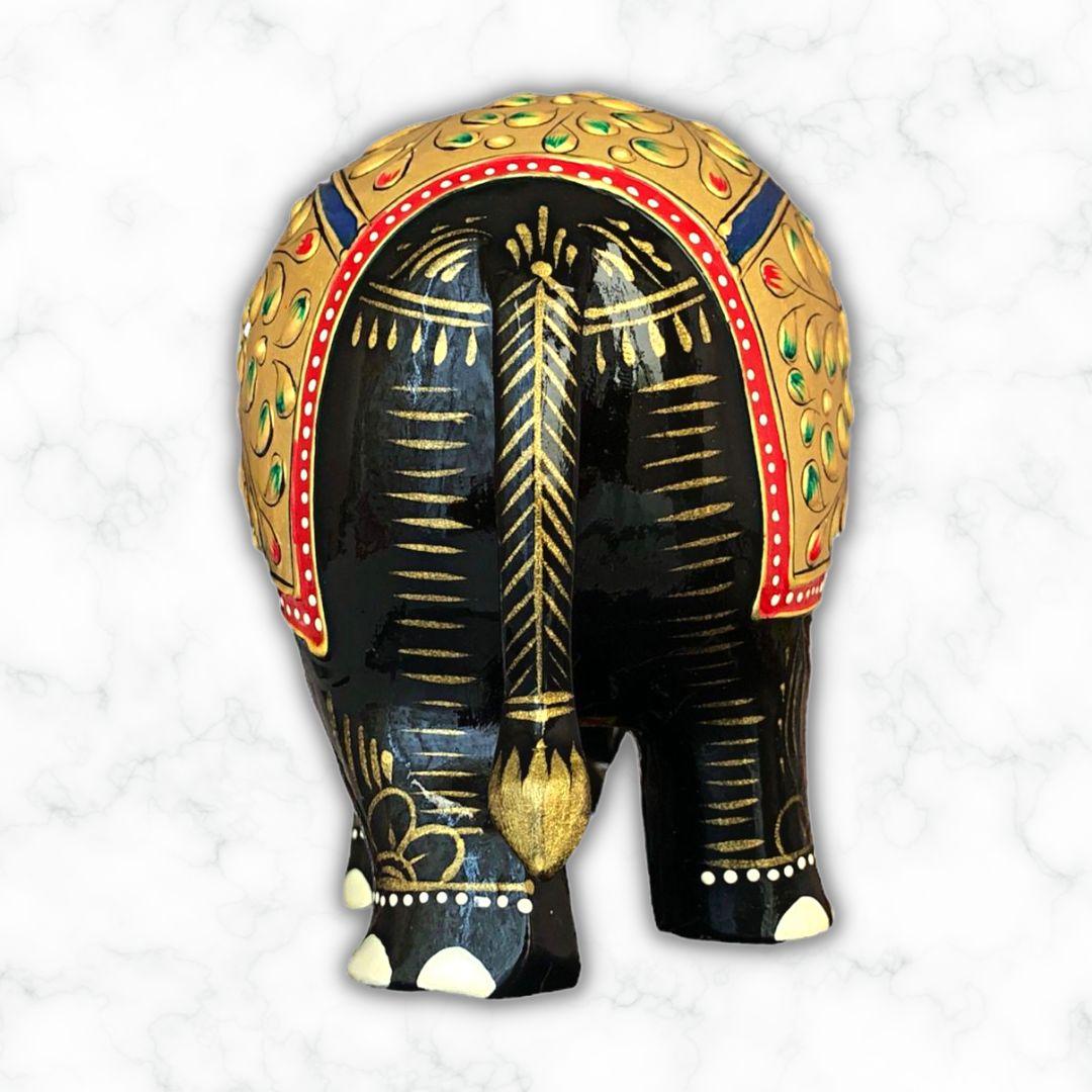 Gold Leaf Wooden Elephant Showpiece