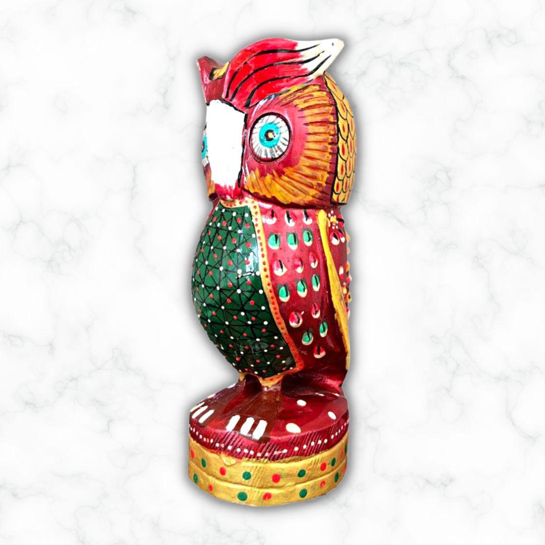 Wooden Ethnic Owl Showpiece