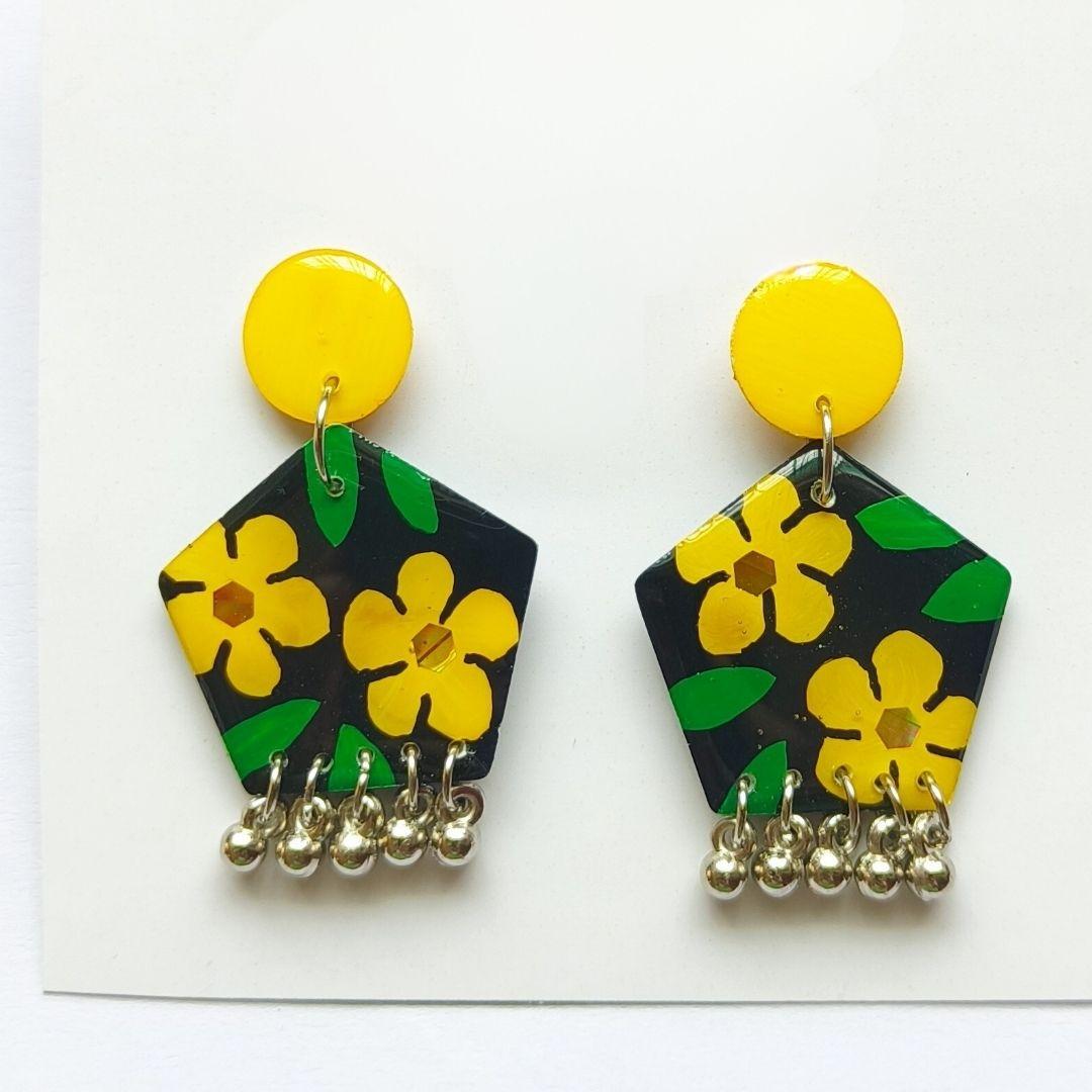 Floral ornate adorned Gold Stud Earrings