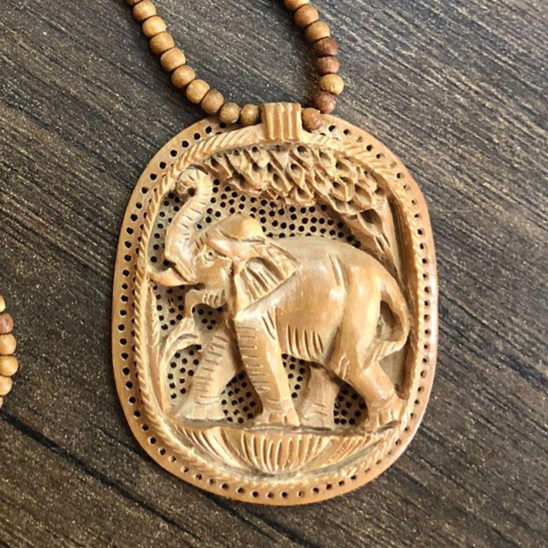 Wooden Elephant Necklace