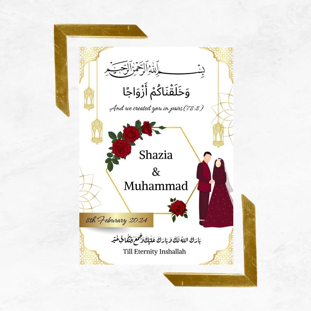 Red Rose Islamic Wedding Frame