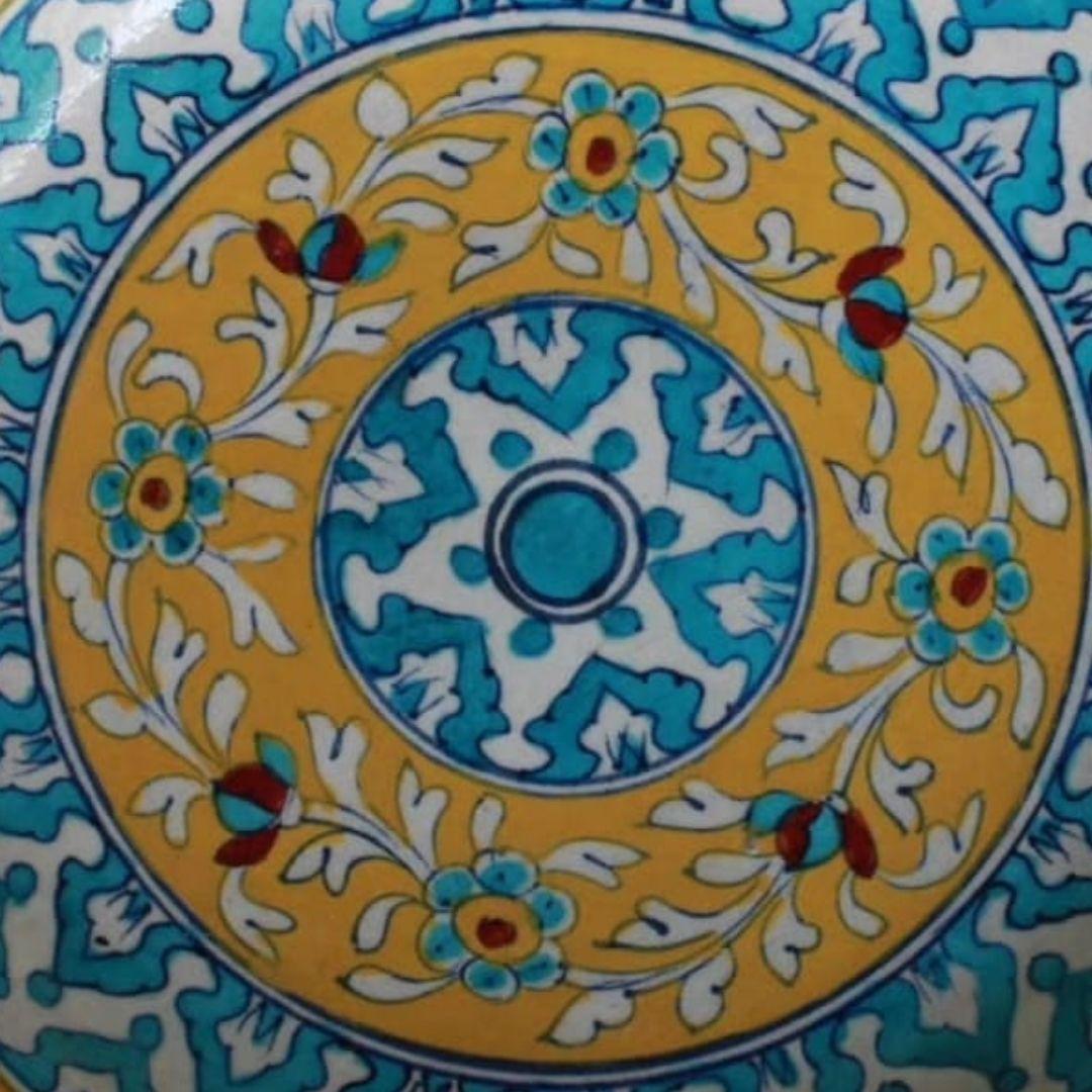 traditional motif blue pottery decor plate