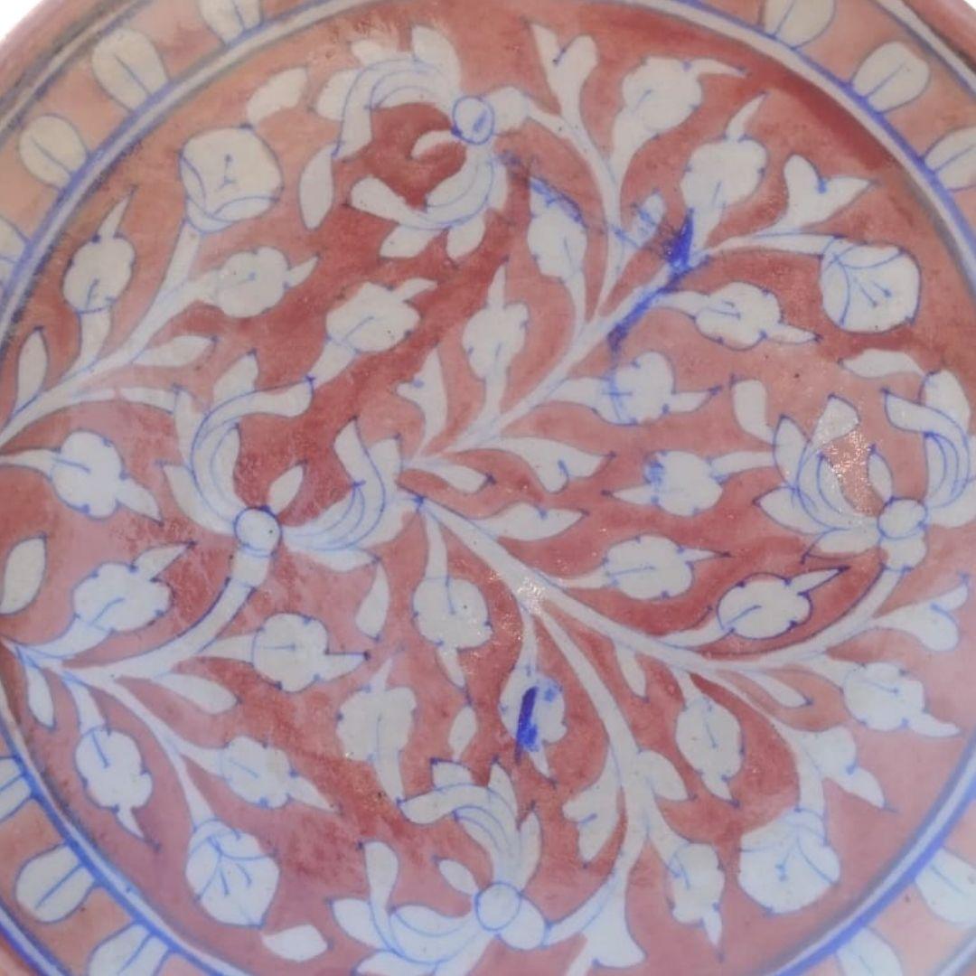 sienna garden blue pottery decor plate