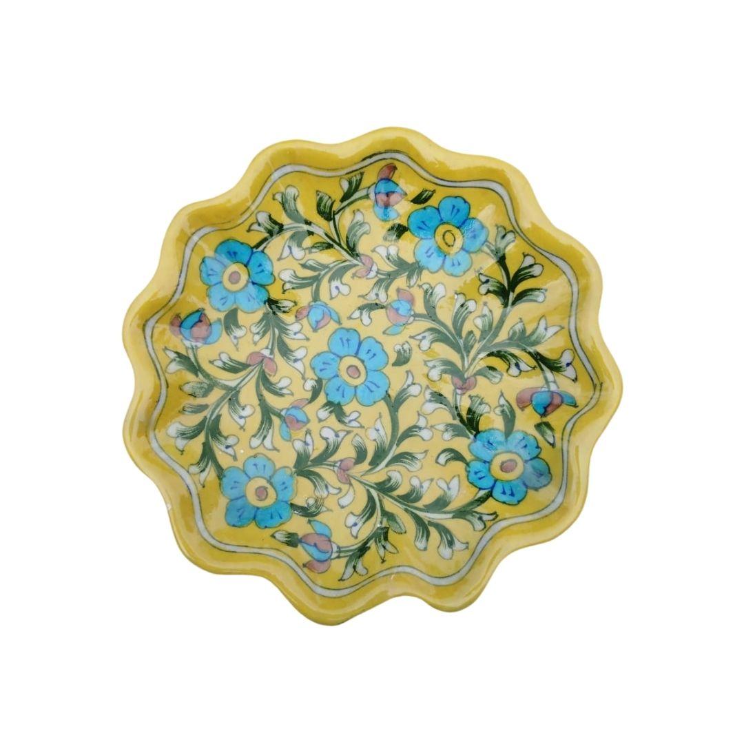lemon garden blue pottery decor plate