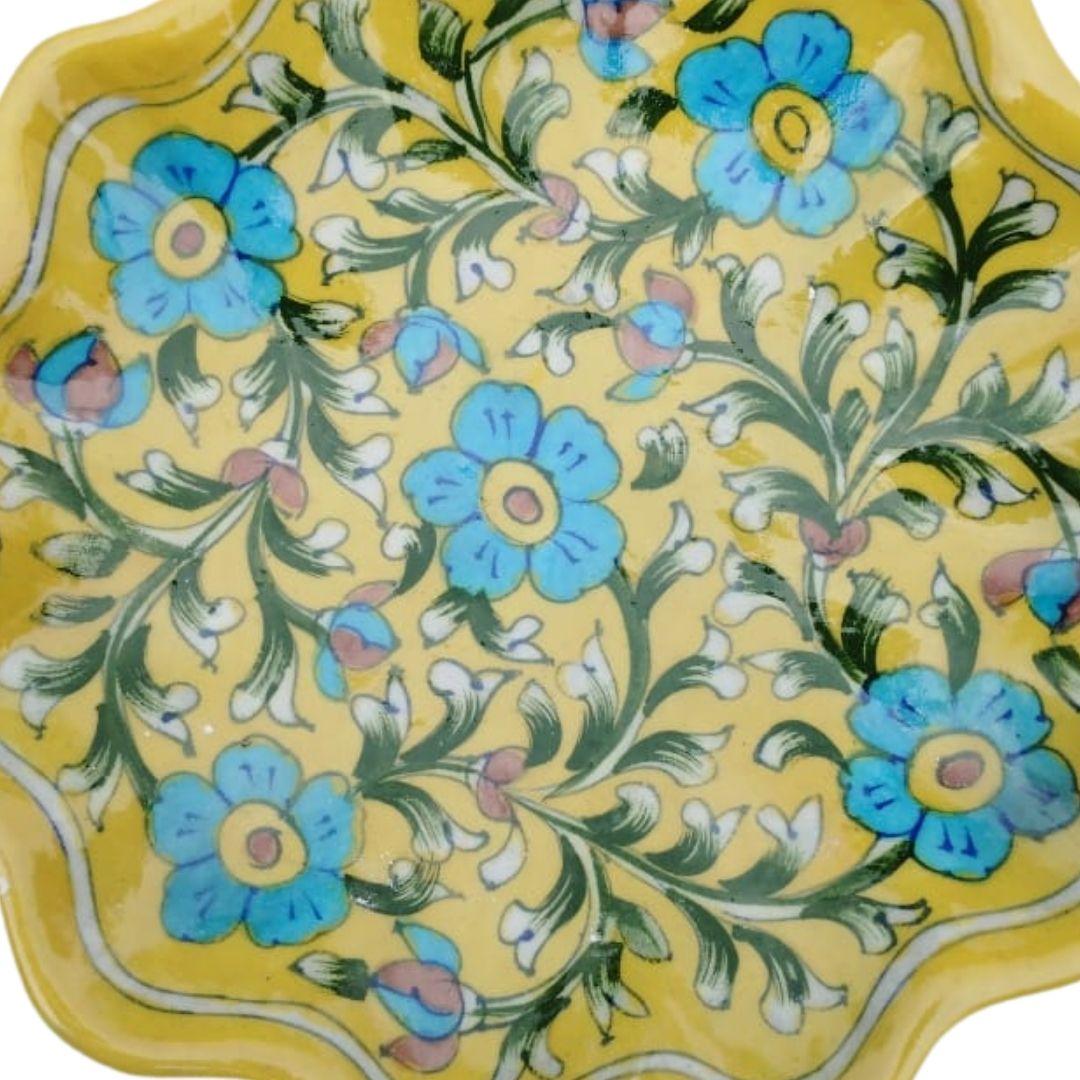 lemon garden blue pottery decor plate
