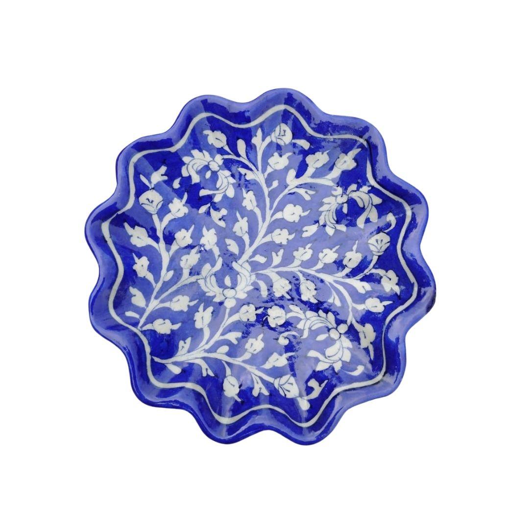 sapphire lotus blue pottery decor plate