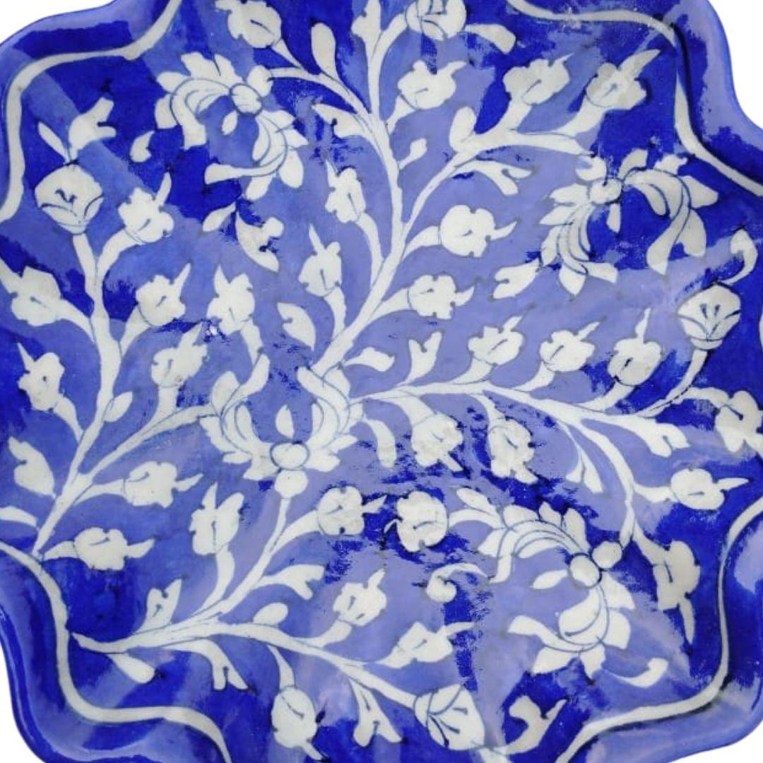 sapphire lotus blue pottery decor plate