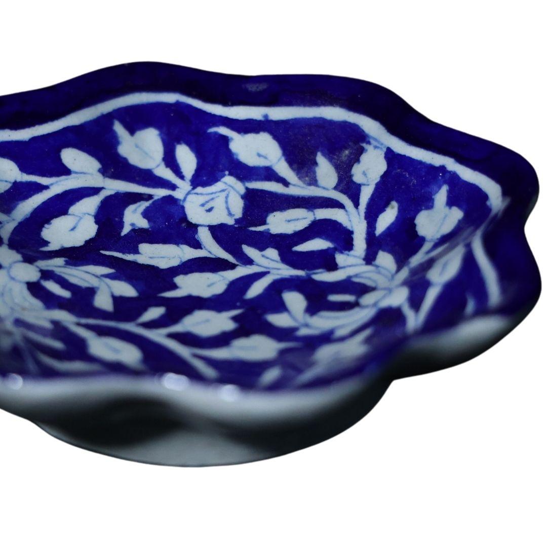 orchid garden ceramic blue pottery bowl