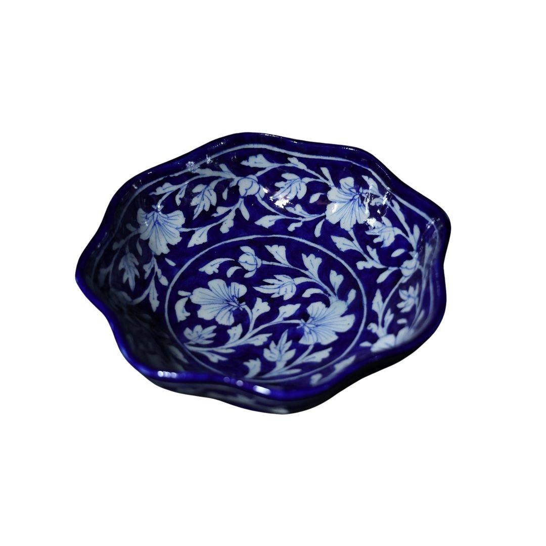 sweet pea garden ceramic blue pottery bowl