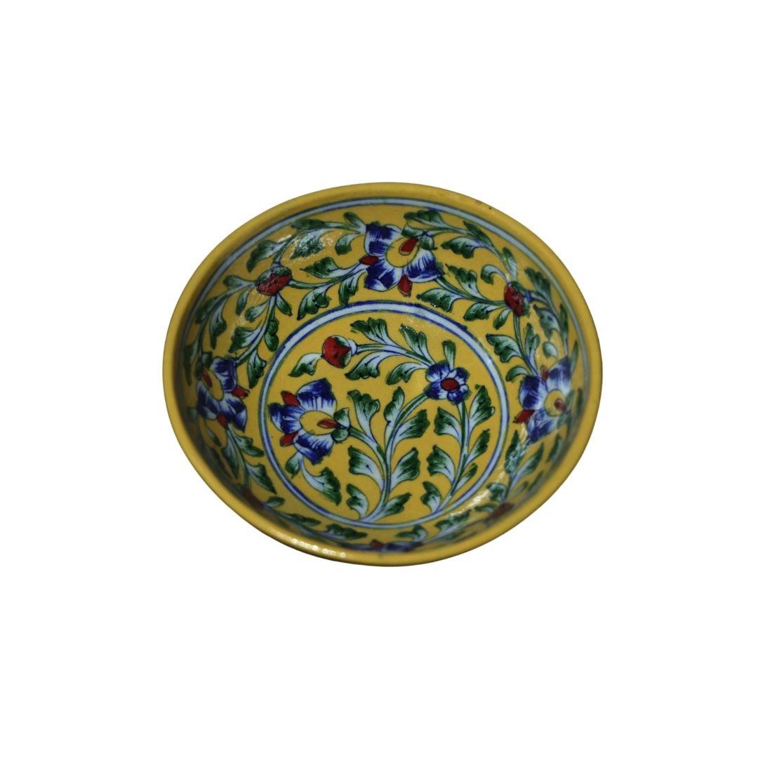 mustard garden blue pottery ceramic bowl