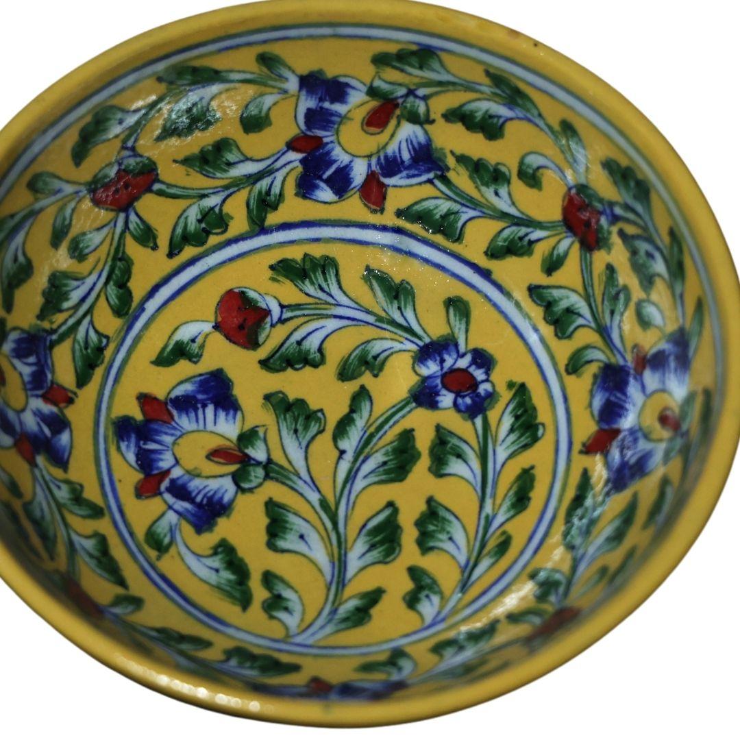 mustard garden blue pottery ceramic bowl
