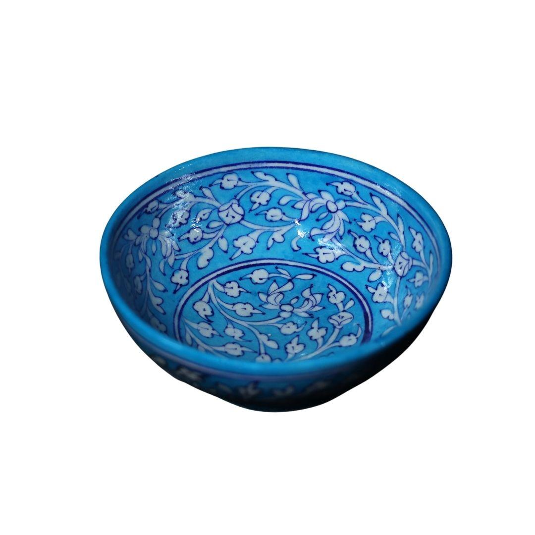 aqua garden blue pottery ceramic bowl
