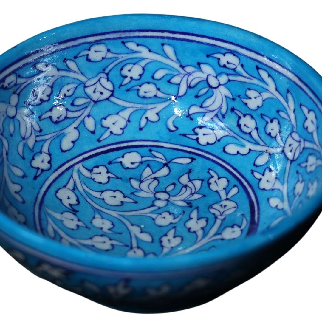 aqua garden blue pottery ceramic bowl