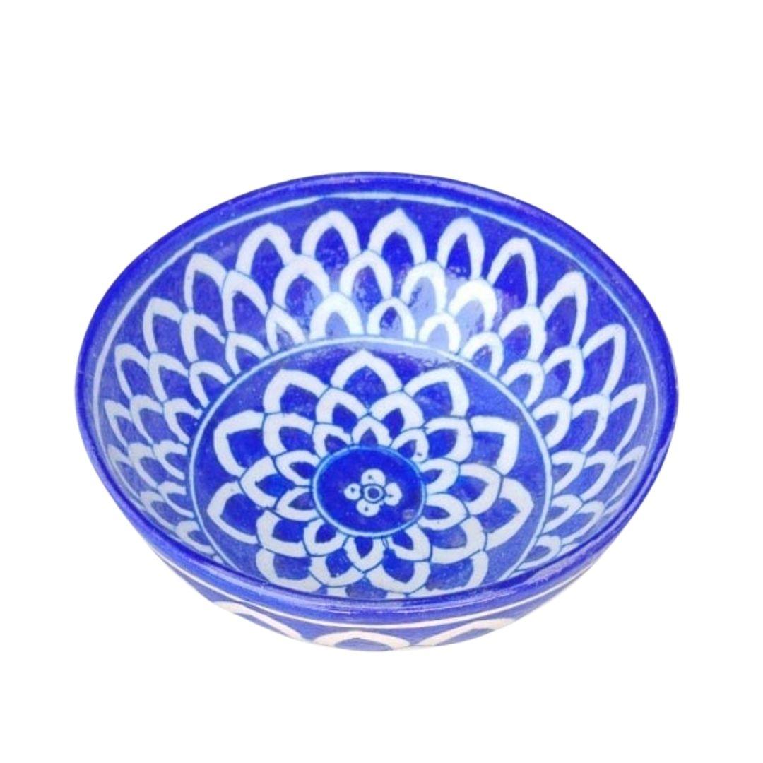 dahlia garden blue pottery ceramic bowl