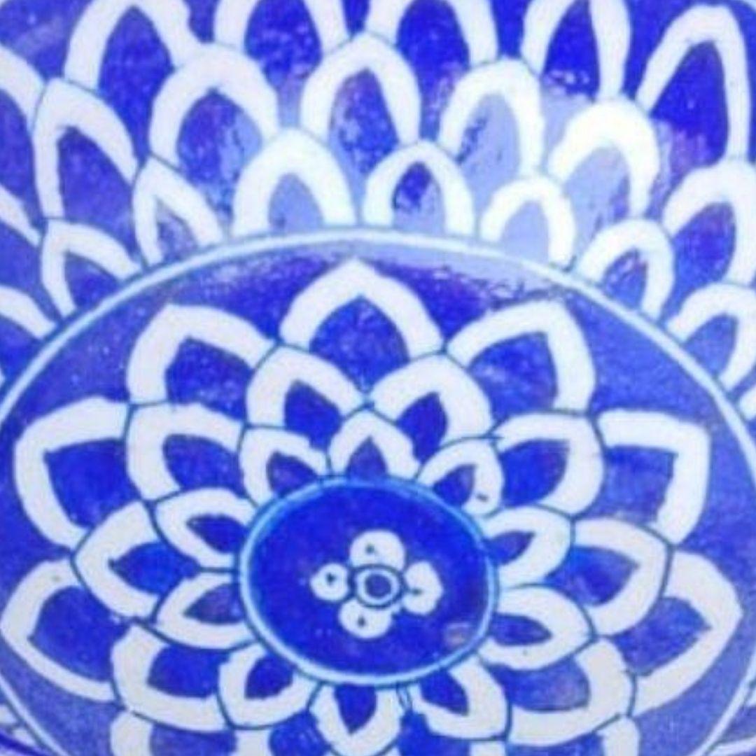 dahlia garden blue pottery ceramic bowl