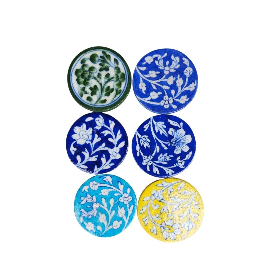 Full Bloom blue pottery ceramic coasters