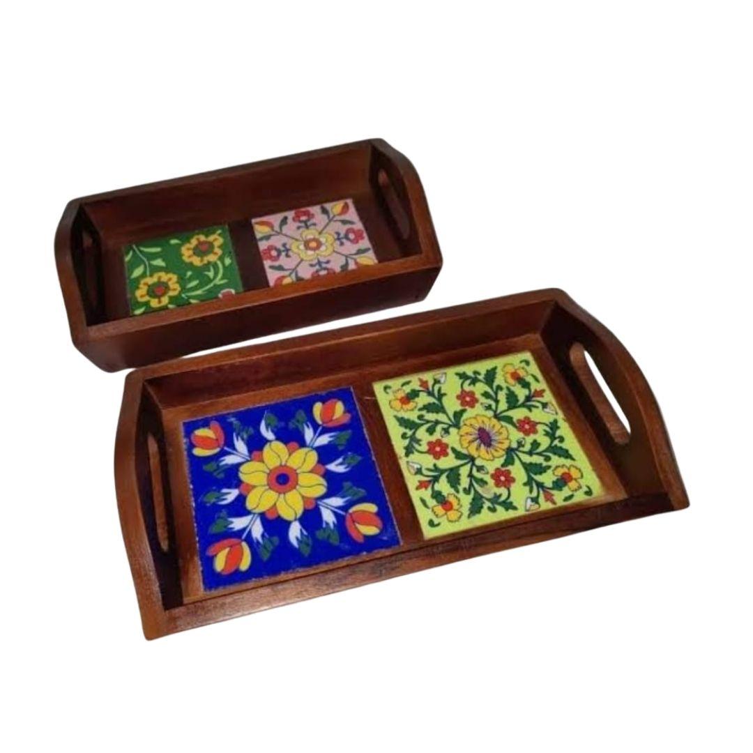 Assorted tiled serving trays
