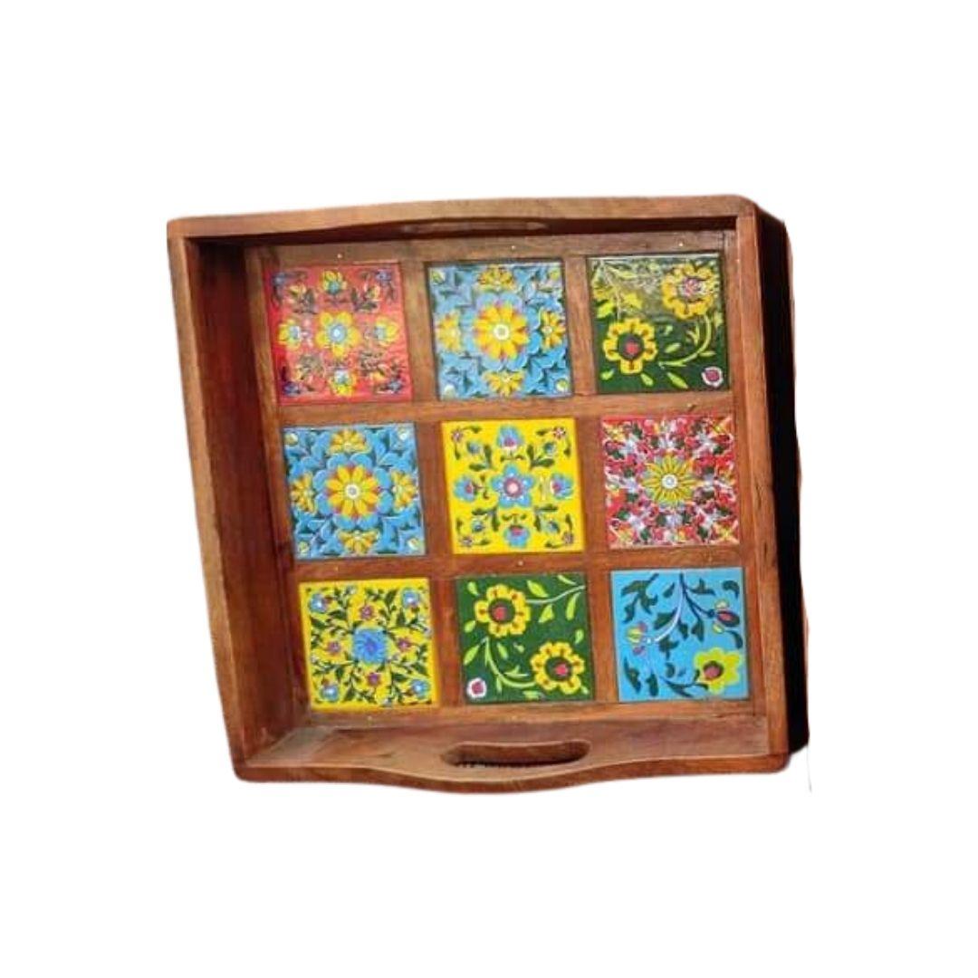 Wooden tiles serving tray 3