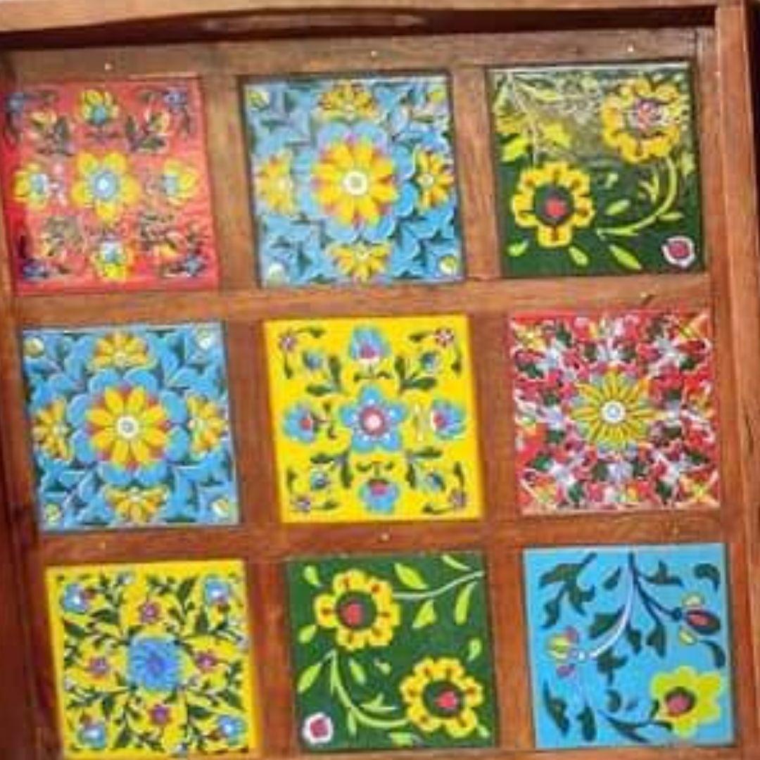 Wooden tiles serving tray 3