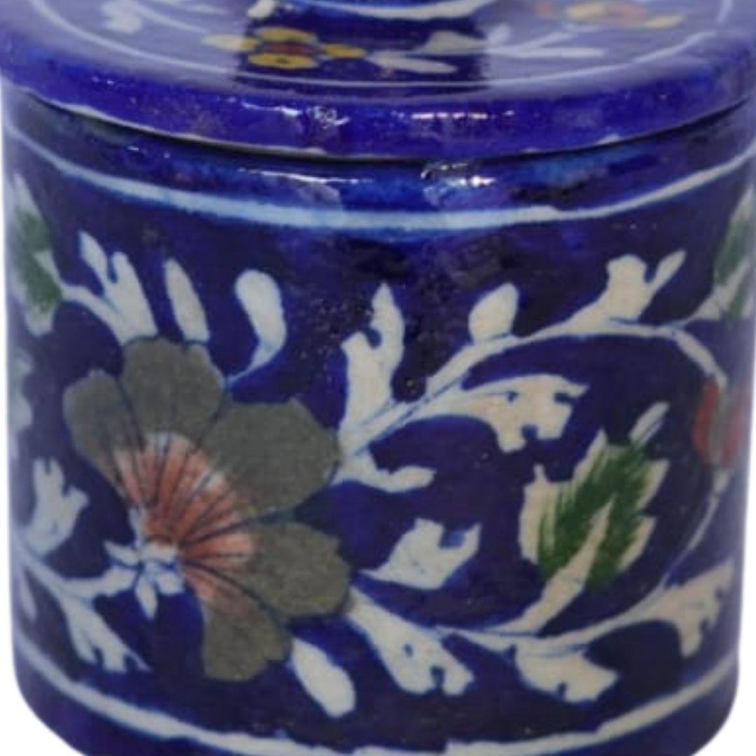 Azure Blue Pottery Ceramic Storage Jar
