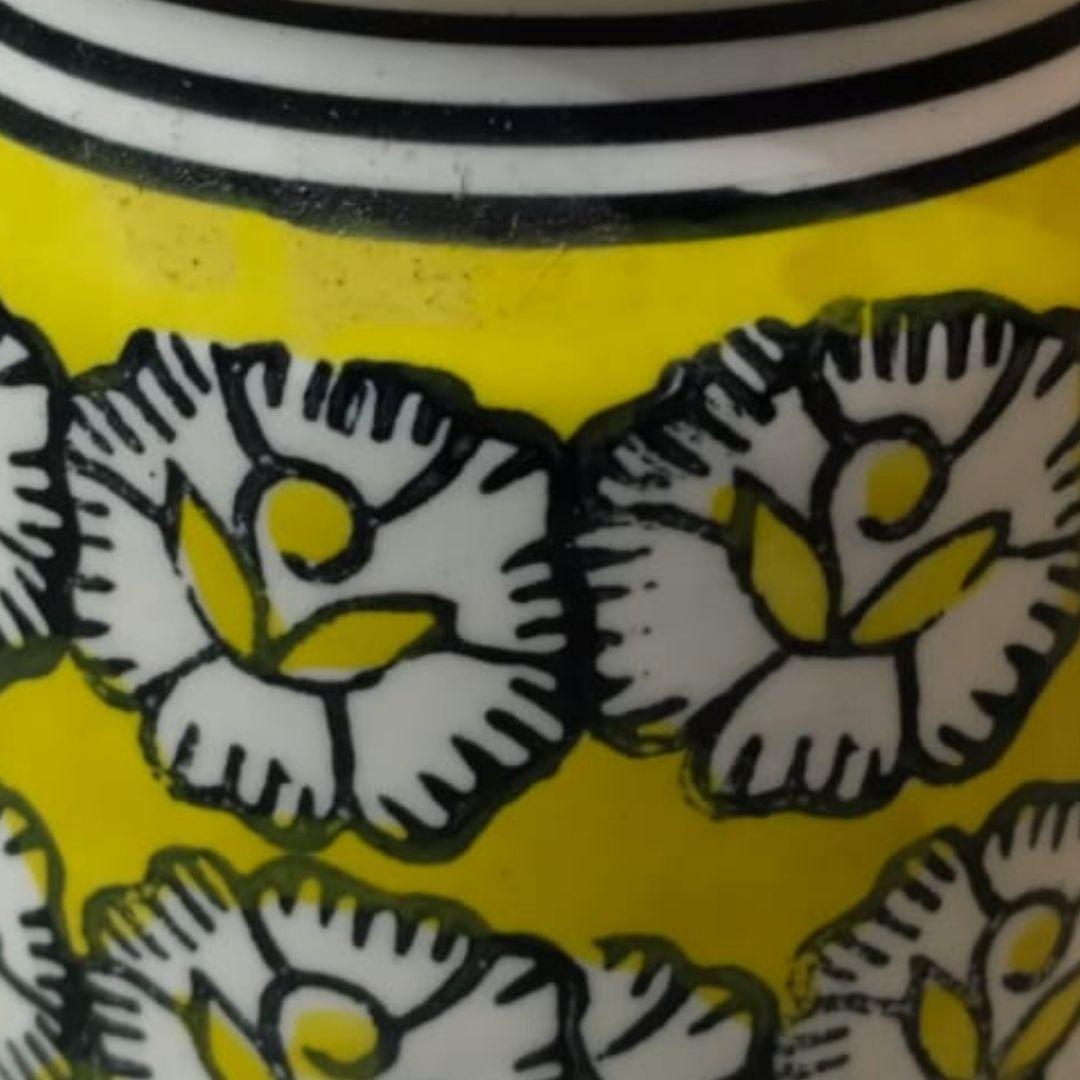Yellow Pattern Blue Pottery ceramic jar