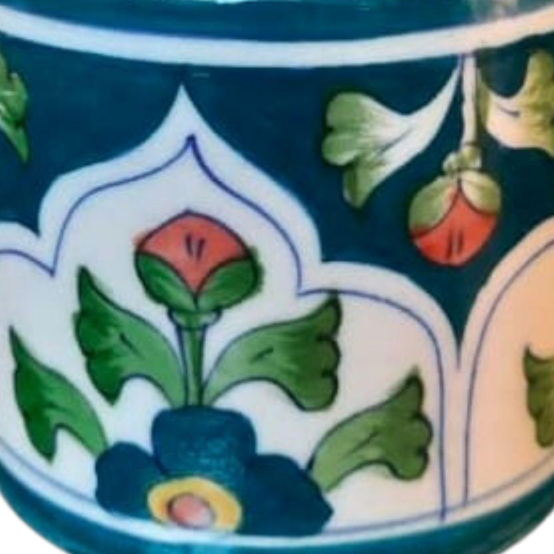 jade floral pattern blue pottery ceramic jar