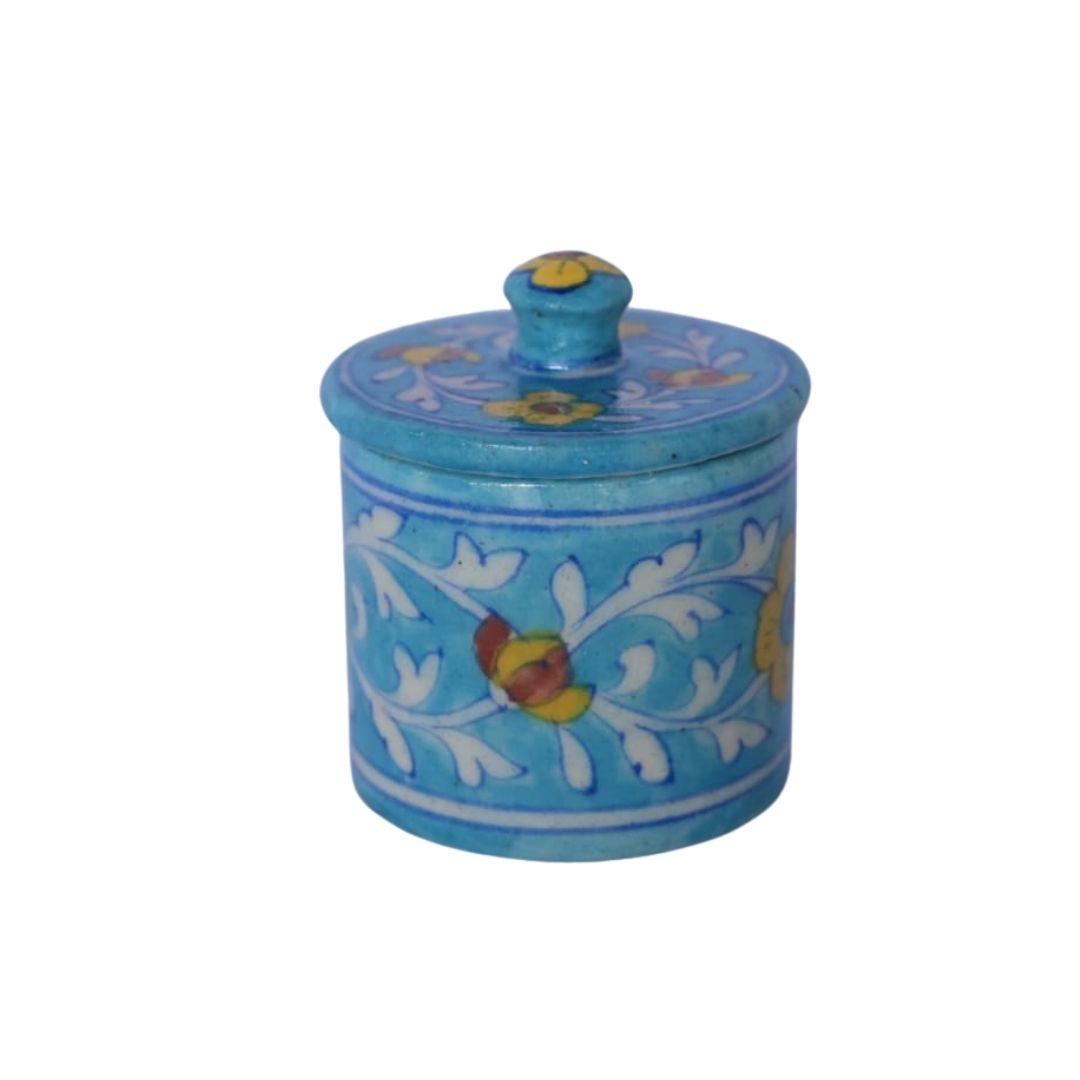 aqua garden blue pottery ceramic jar