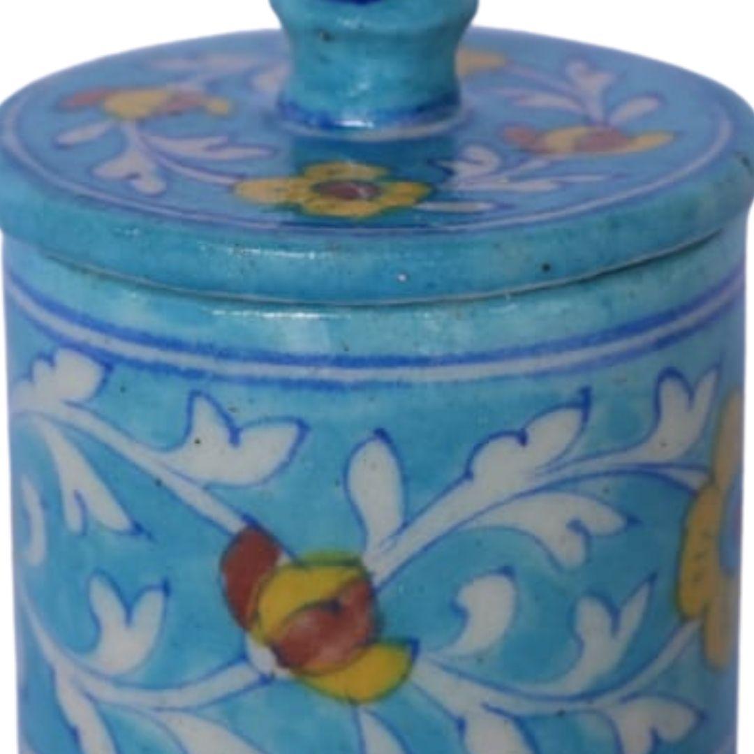 aqua garden blue pottery ceramic jar