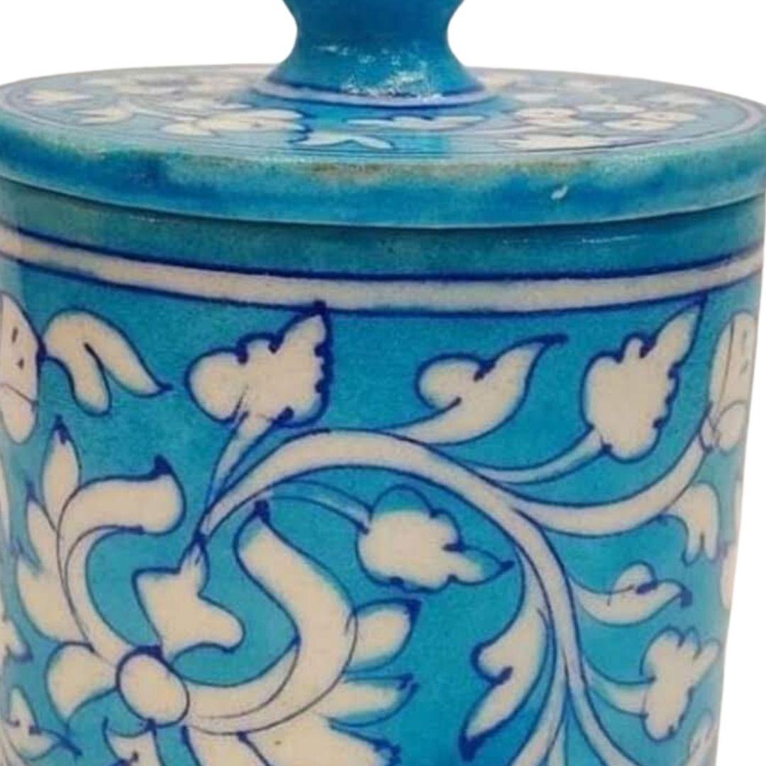 aqua orchard blue pottery ceramic jar