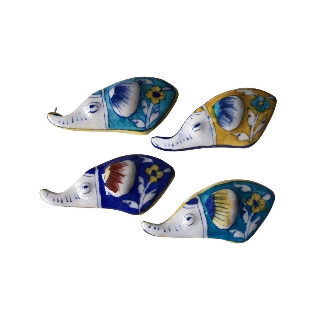 elephant blue pottery ceramic fridge magnet