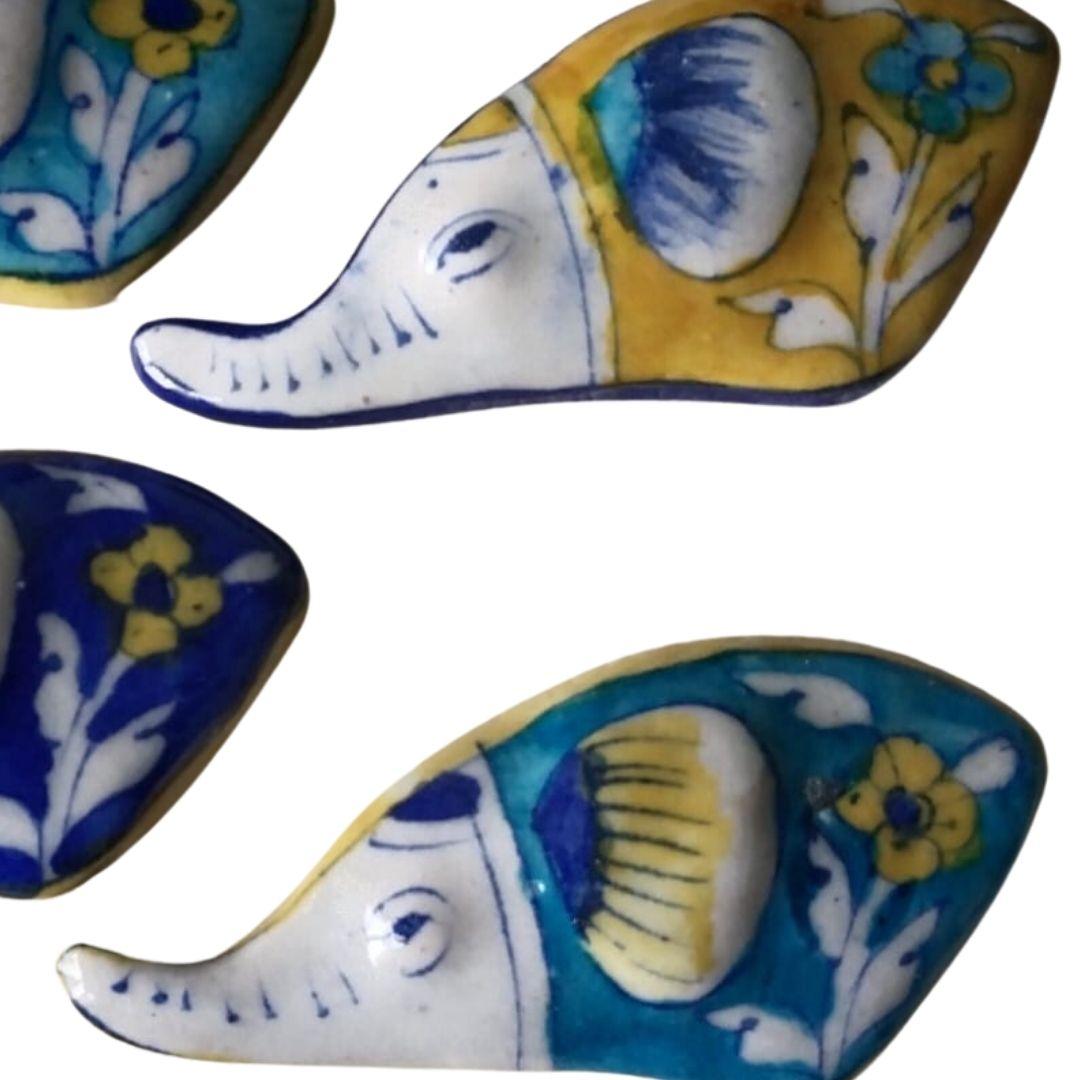 elephant blue pottery ceramic fridge magnet