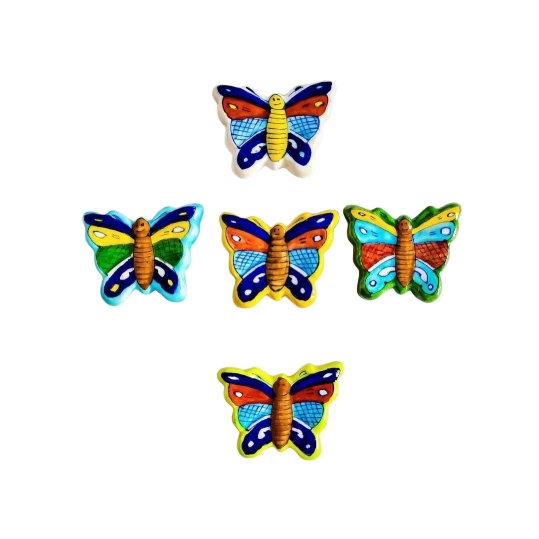 Butterfly Blue Pottery Ceramic Fridge Magnet