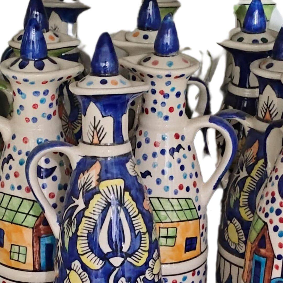 Assorted Handle blue pottery ceramic Water Jugs