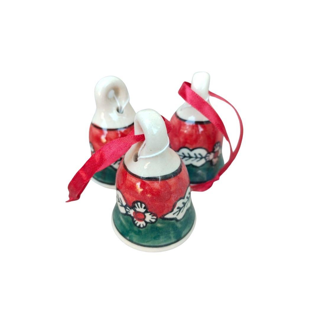 Blue Pottery Ceramic Christmas Bells