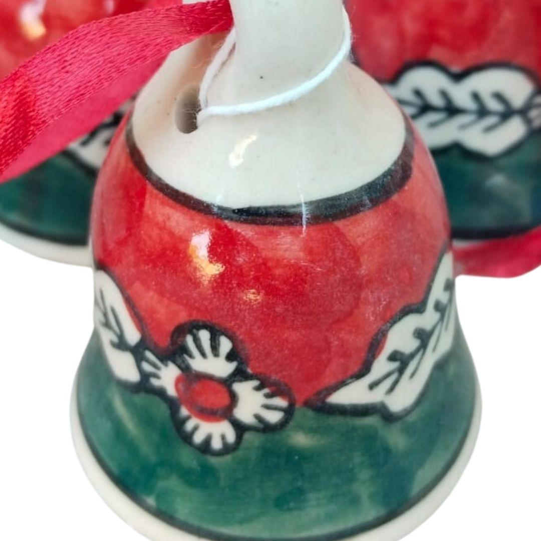 Blue Pottery Ceramic Christmas Bells