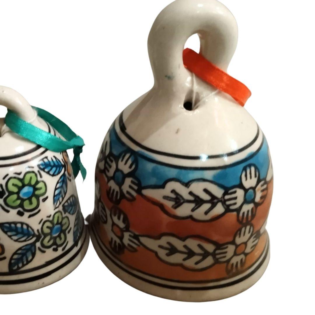 Blue Pottery Ceramic Multidesign decor bells set of 3