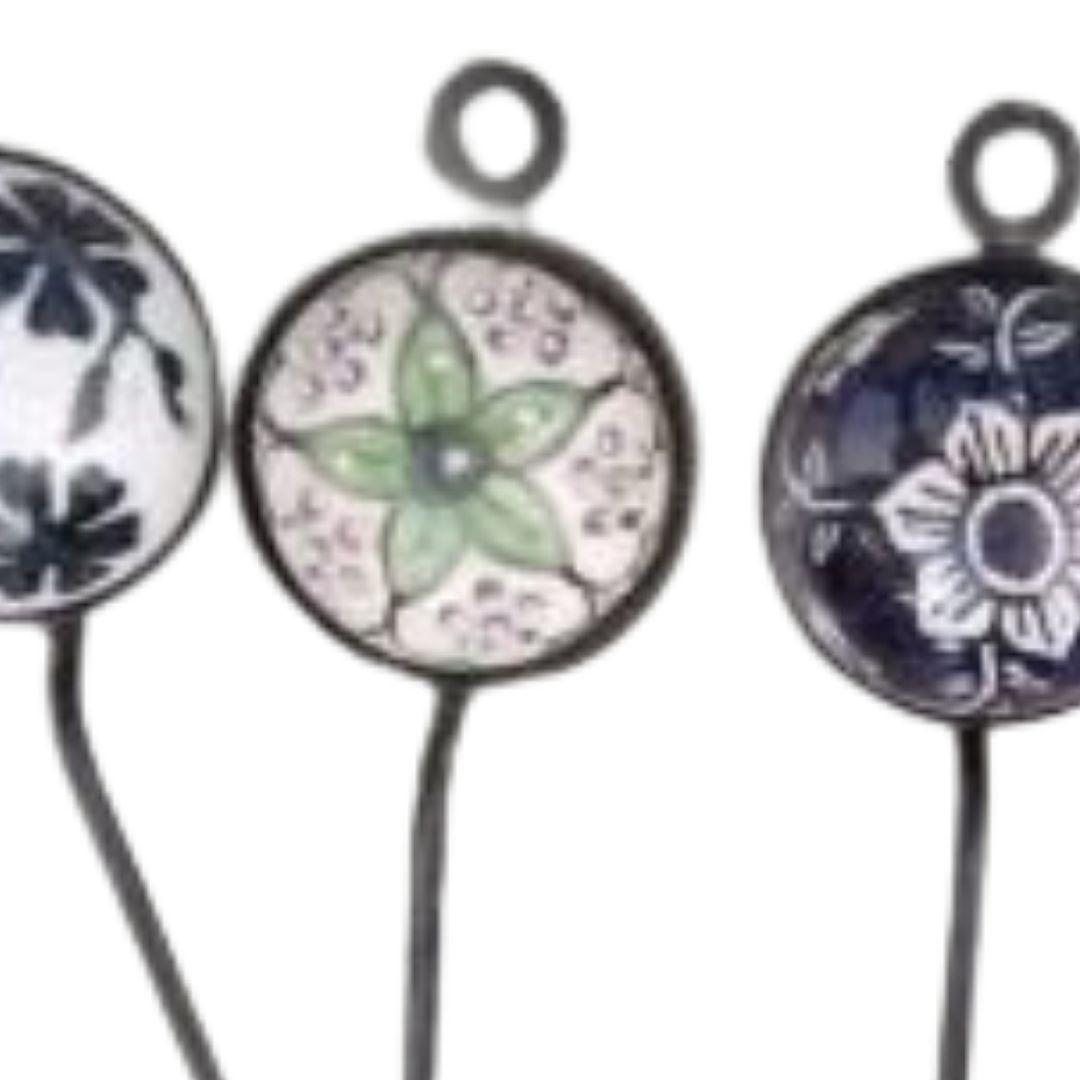 Assorted Blue Pottery Ceramic Round Hangers