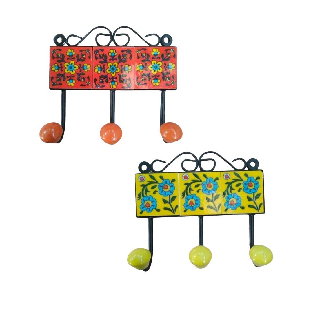 Blue Pottery Ceramic Triple Hangers in multiple colour options