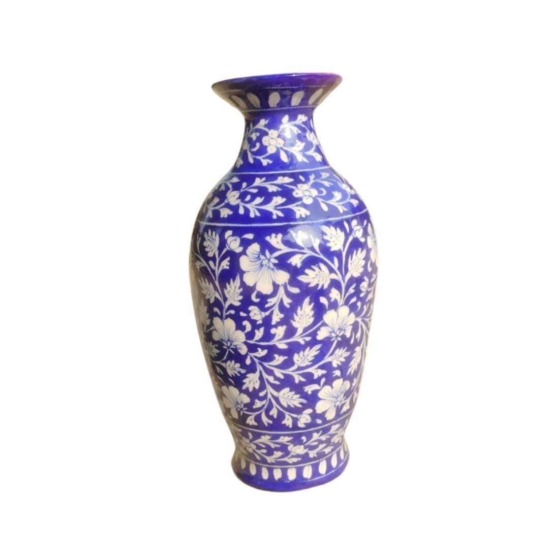 Blue Floral Blue Pottery Ceramic Vase