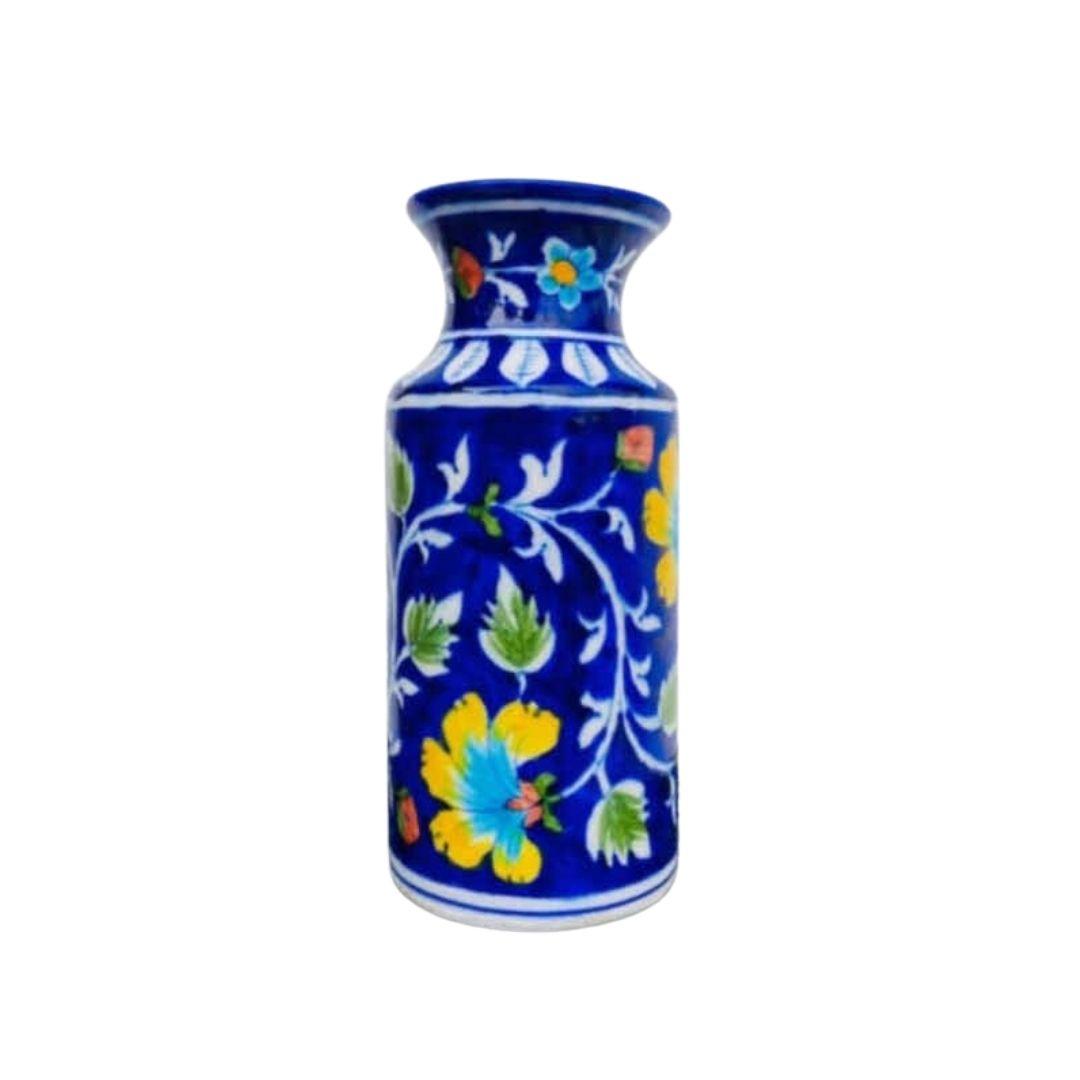 Royal Blue Floral Blue Pottery Ceramic Vase